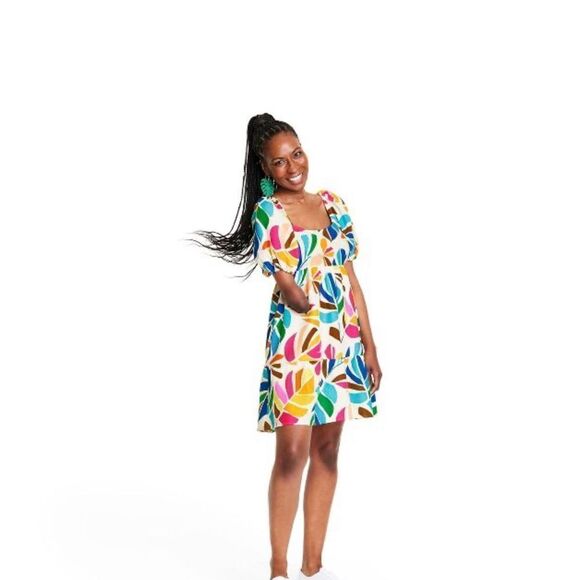 Women's Botanical Print Puff Sleeve Mini Dress - Tabitha Brown for Target - Picture 2 of 7